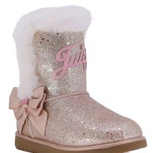 JUICY COUTURE Toddler Girl's Size 11 Cozy Faux Fur-Trim Glitter Boots